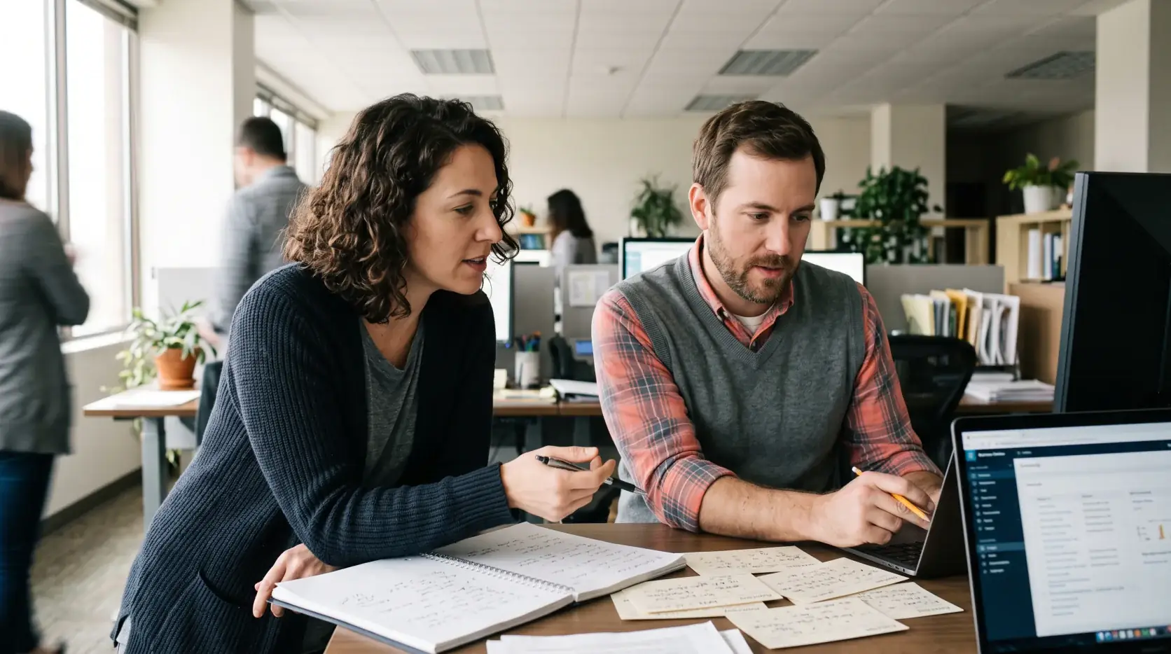 Salesperson and operations analyst deciding which customer activity belongs in the CRM