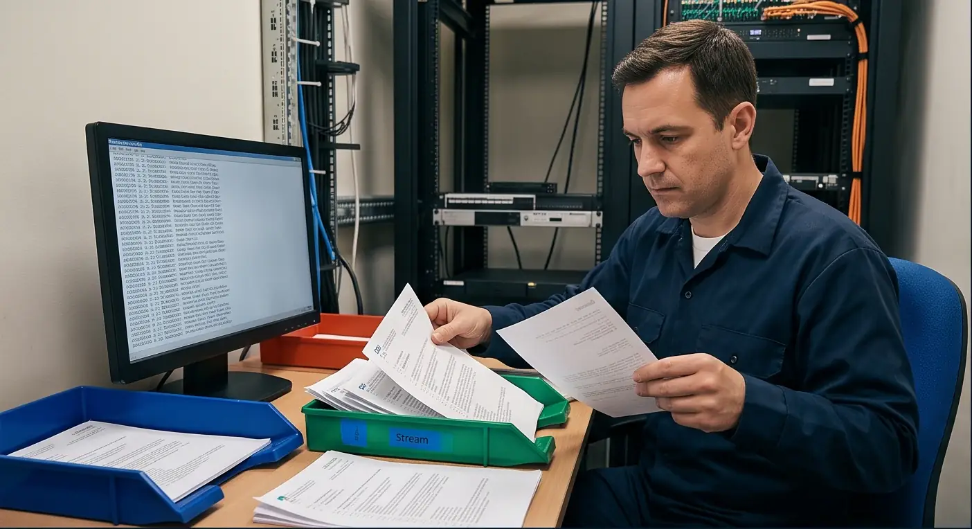 Integration engineer sorting repeated webhook envelopes into one reliable CRM event stream