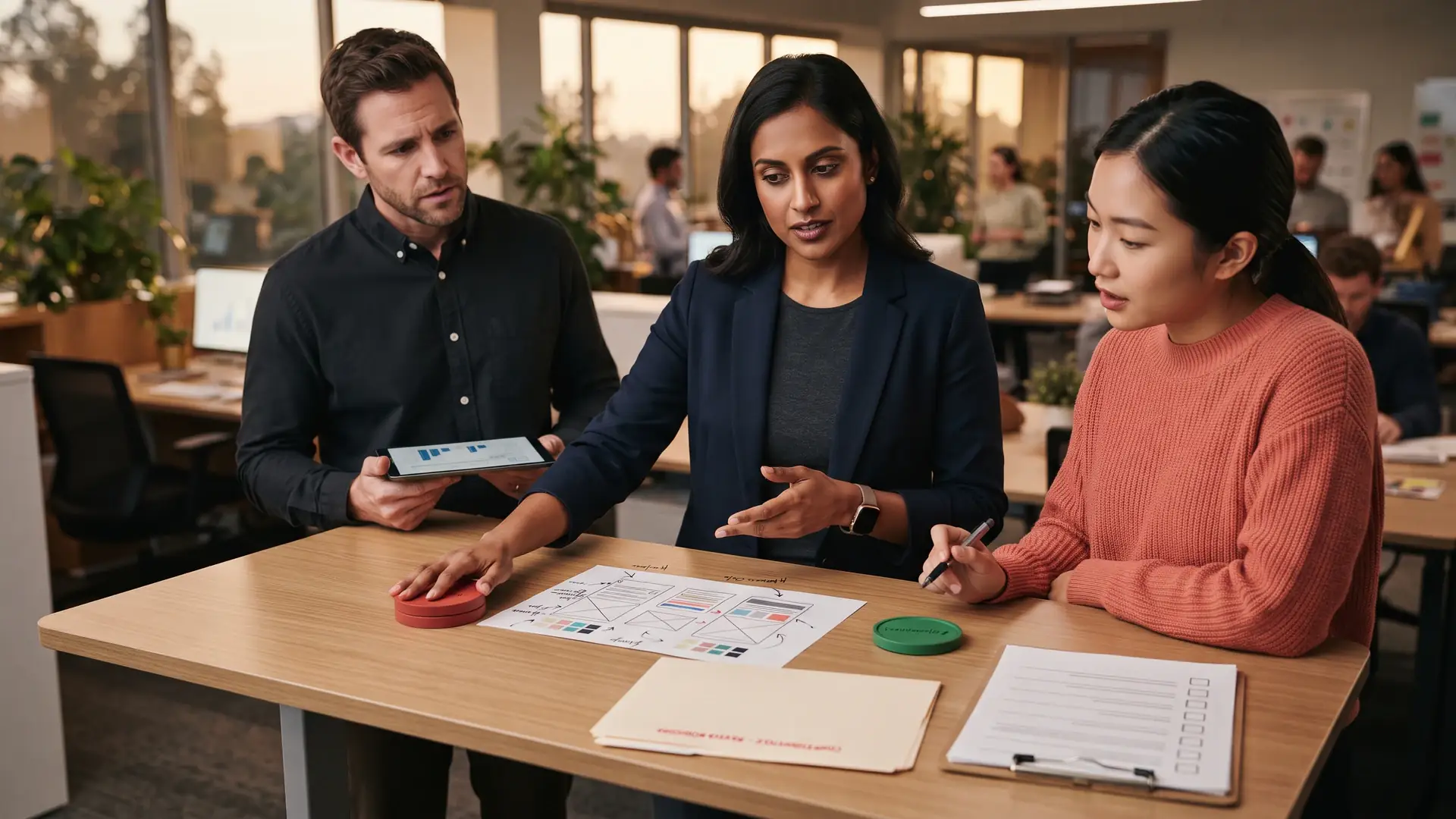 Team reviewing an approval gate in an automated marketing workflow