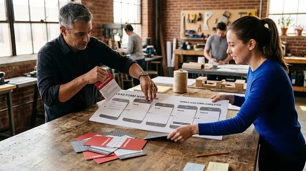 Growth and sales teams removing unnecessary questions from a mobile lead form