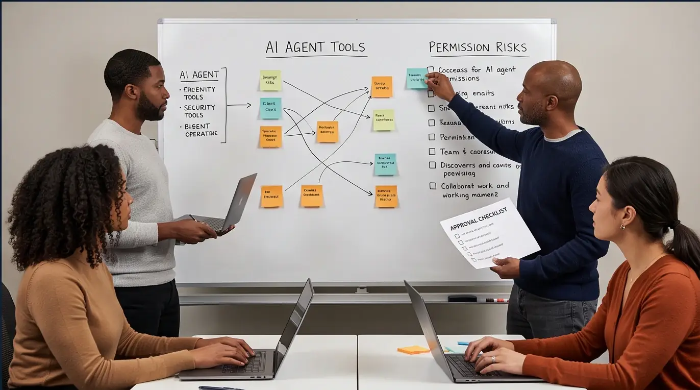 Security and marketing operations team mapping permissions around connected agent tools